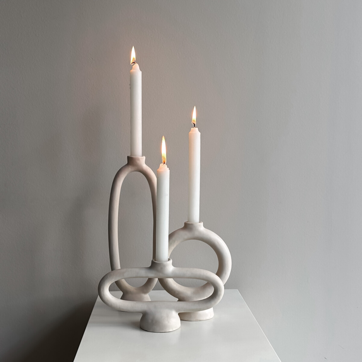 White Handmade Candle Holder